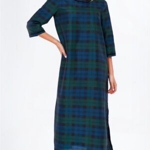 NWT Tuckernuck Jamie Velvet Trimmed Plaid Blackwatch Midi Dress